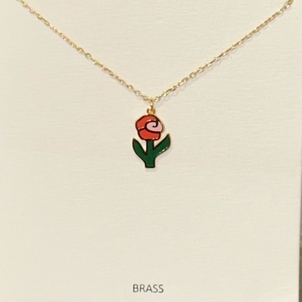 Gold Rose Pendant Necklace